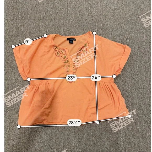 Calvin Klein Orange 100% Cotton Flowy Spring/Summer Shirt, Woman’s XL - Picture 5 of 6